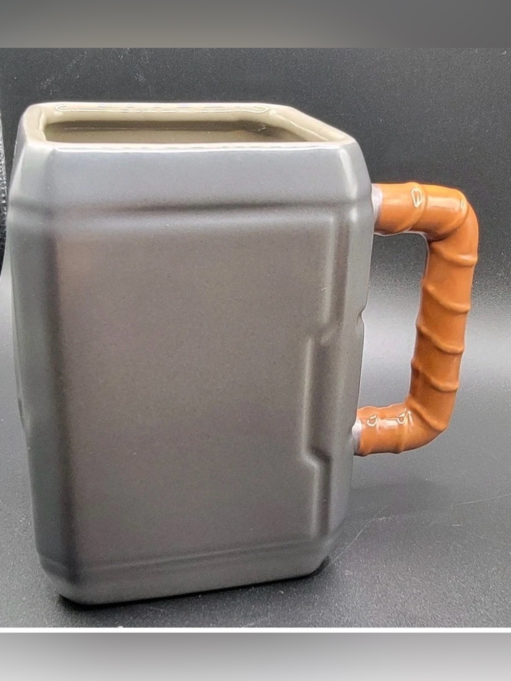 Disney Marvel Thors Hammer 16 Ounce Coffee Mug Gray Brown Handle
